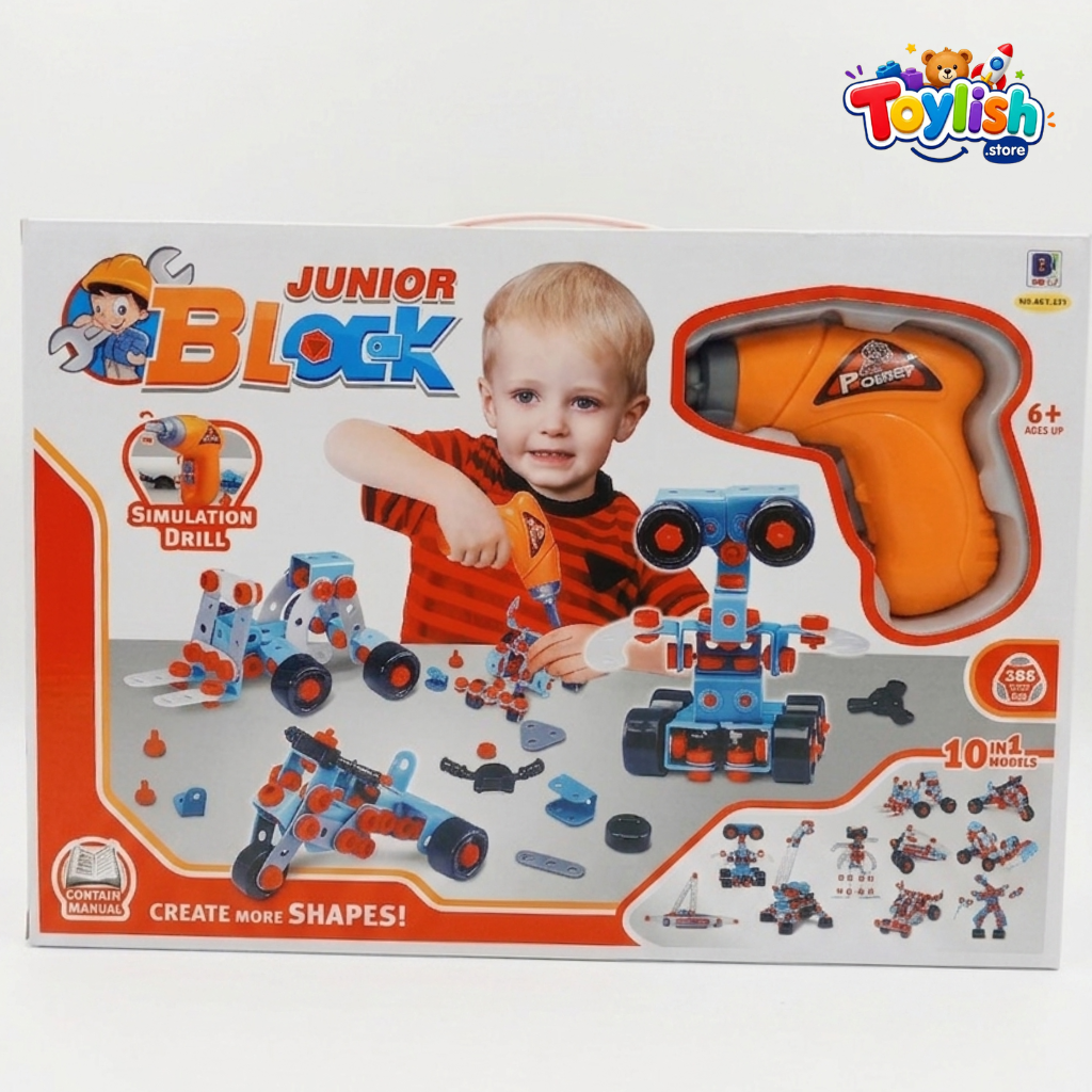 Junior Block Construction Toy With Simulation Drill 386 PCS