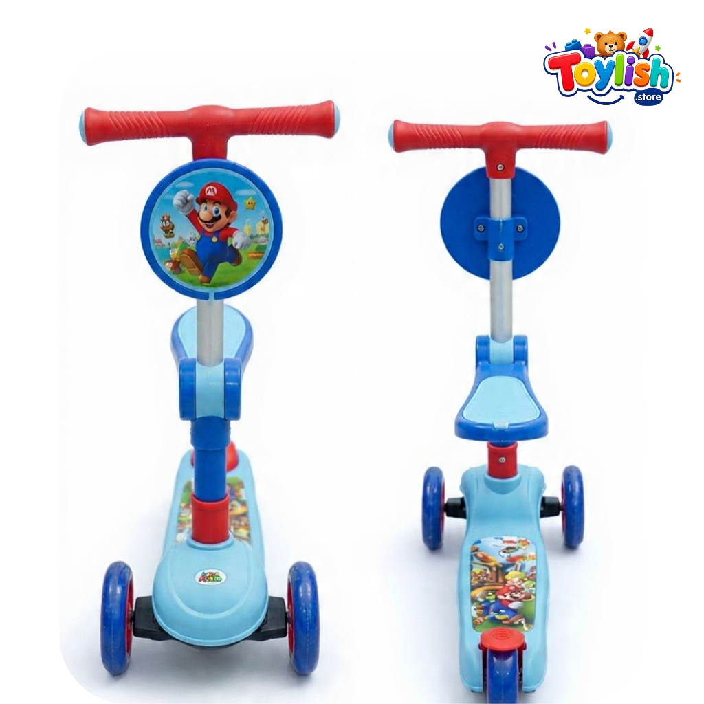 Kids Mario 3 Wheel Scooter with Seat