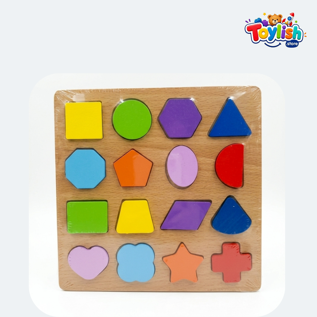 Wooden Geometric Shape Puzzle Board